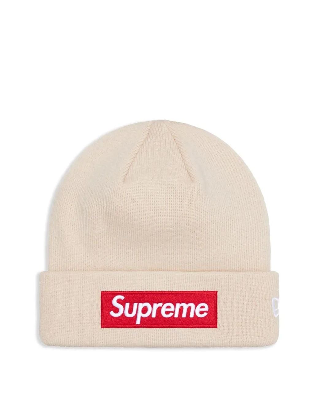 Supreme X New Era Box Logo Beanie in Natural | Lyst UK