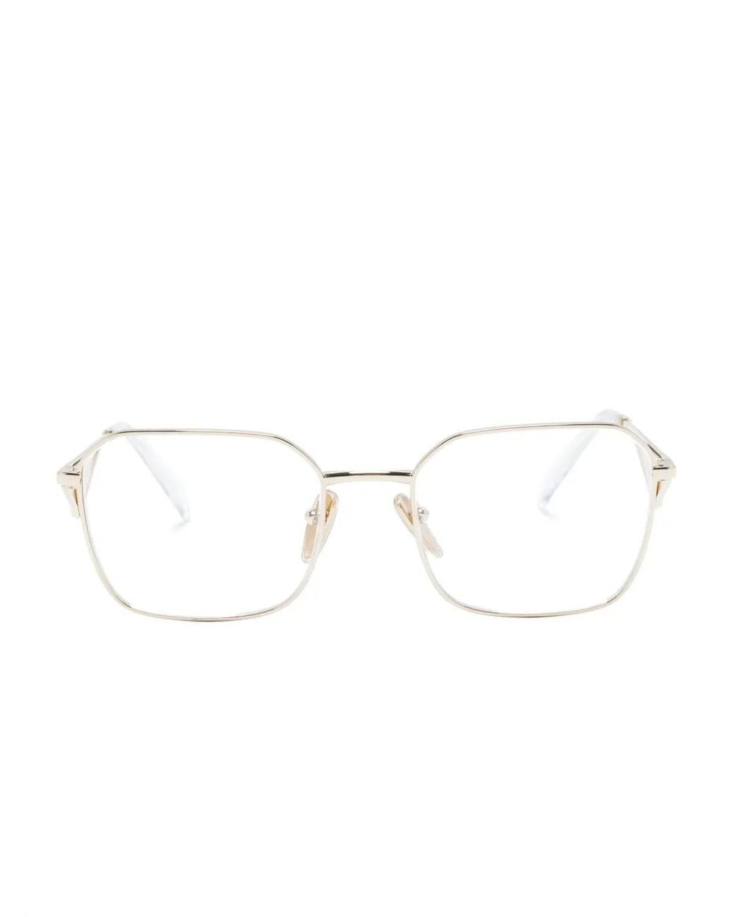 Prada Natural Triangle-Logo Square-Frame Glasses