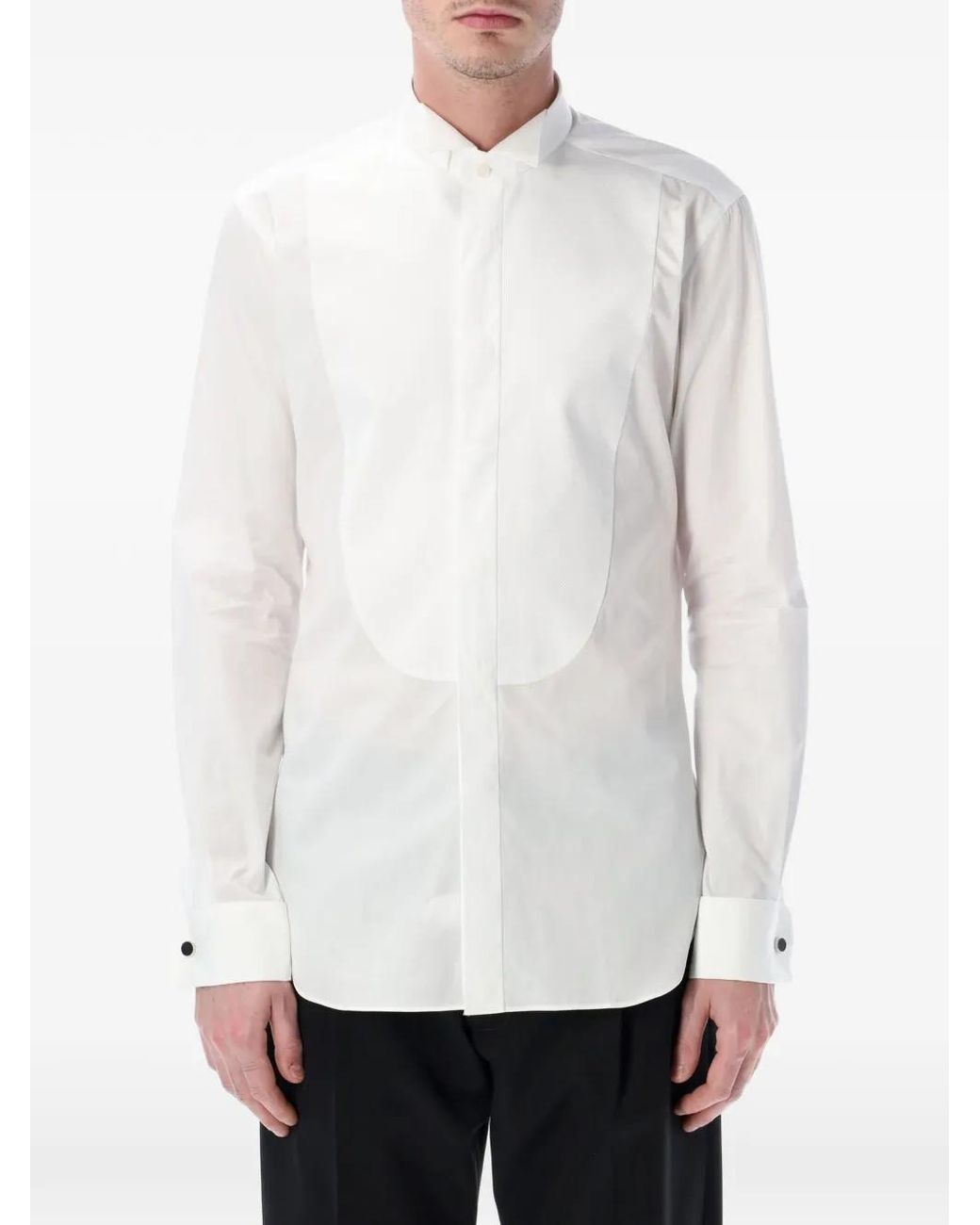 Xacus White Bib-Panel Cotton Shirt for men