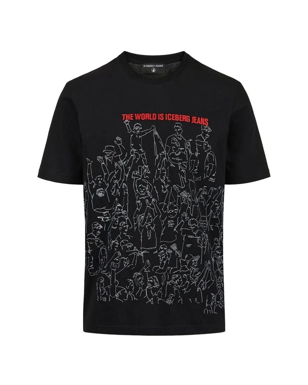 Iceberg Black Graphic-Print Crew-Neck T-Shirt for men