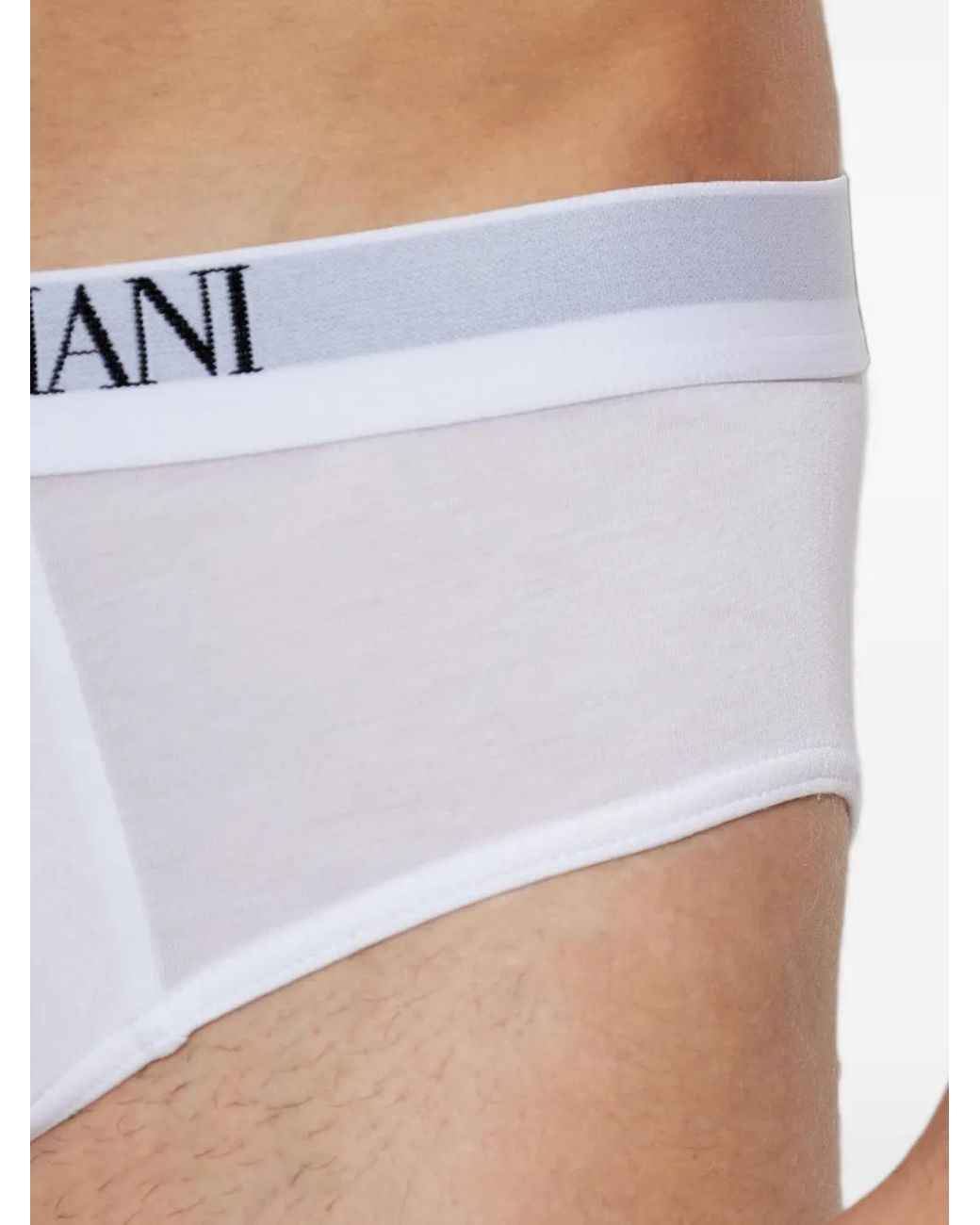Emporio Armani White Logo-Waistband Briefs (Set Of Two) for men