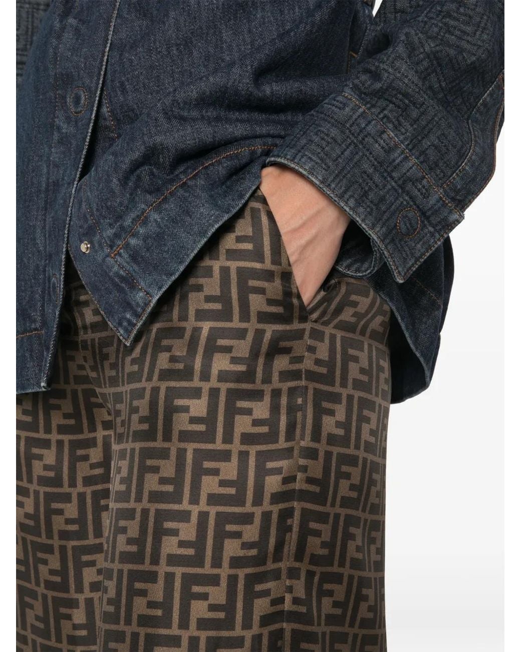 Fendi Multicolor Pantalon Palazzo À Logo Imprimé Ff