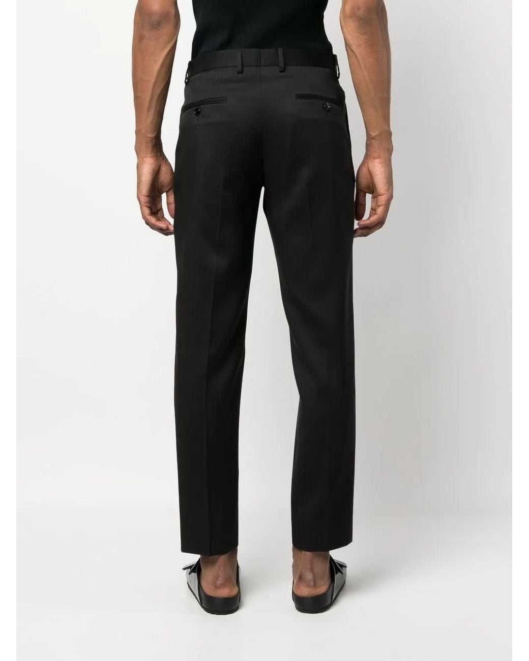 Dolce & Gabbana Black Pressed-Crease Tailored Trousers for men