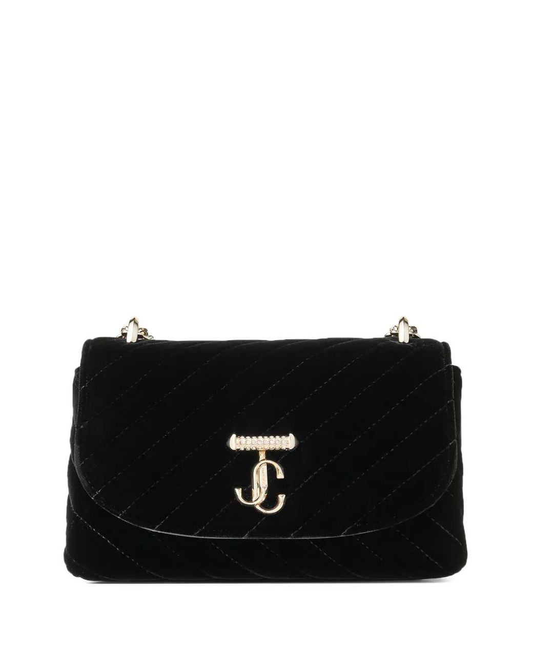 Jimmy Choo Black Small Curve Velvet Cross Body Bag