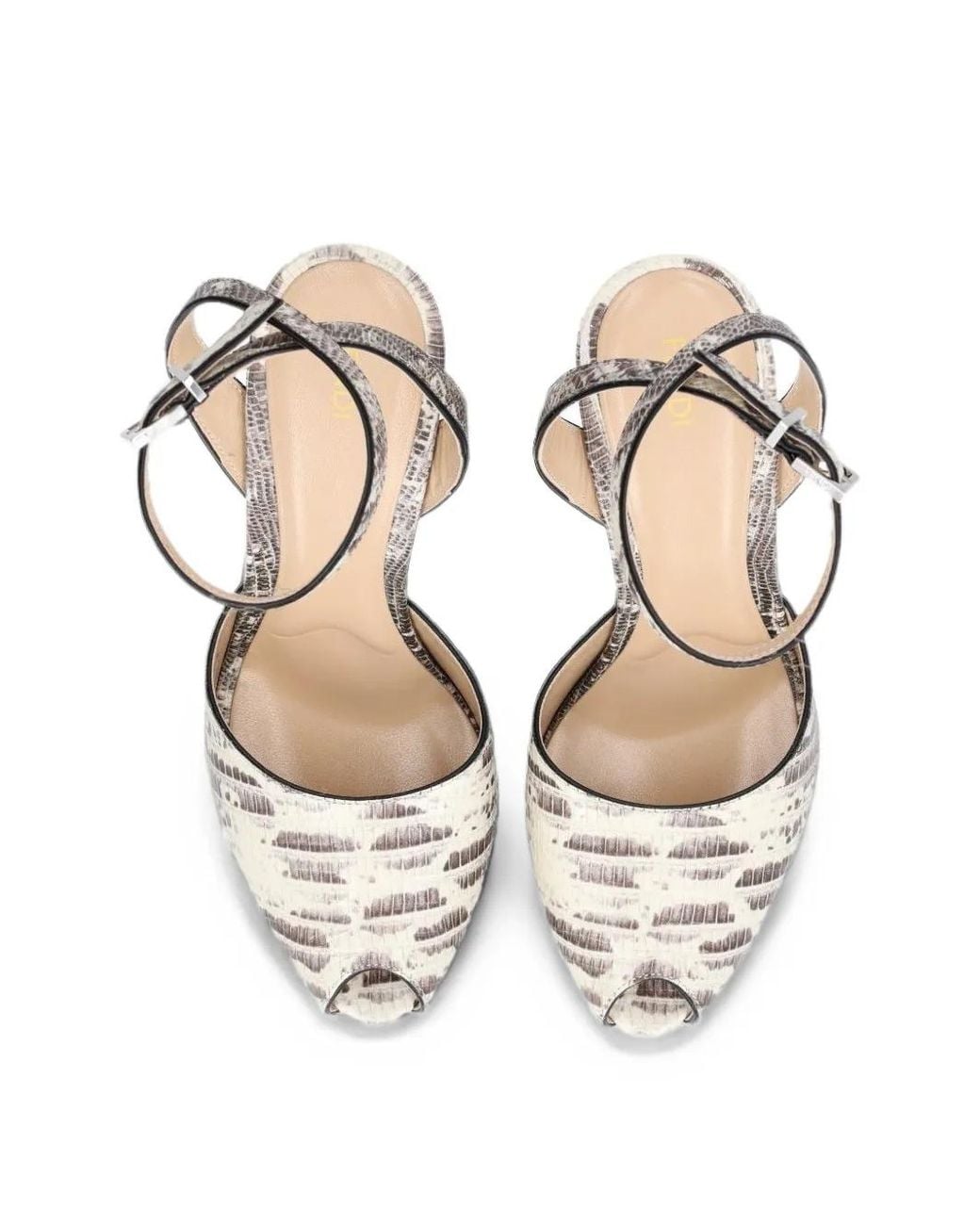 Fendi White After 9 Lizard-Effect Platform Sandals