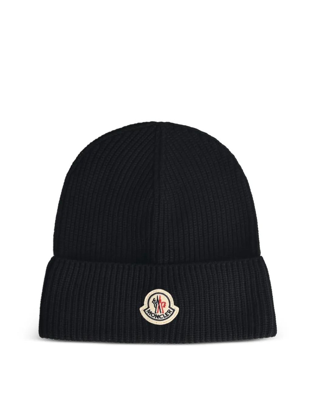 Moncler Black Logo Motif Beanie Hat for men