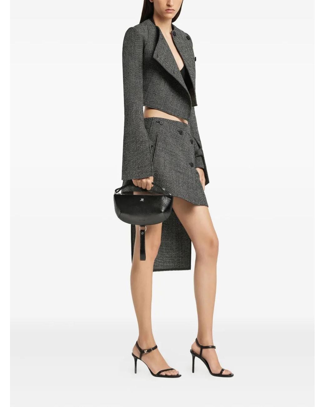 Courreges Black Holy Eclipse Leather Shoulder Bag