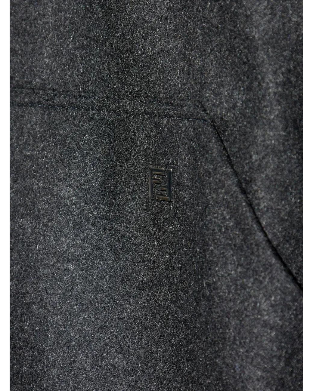 Fendi Gray Zip-Up Cashmere Hoodie for men