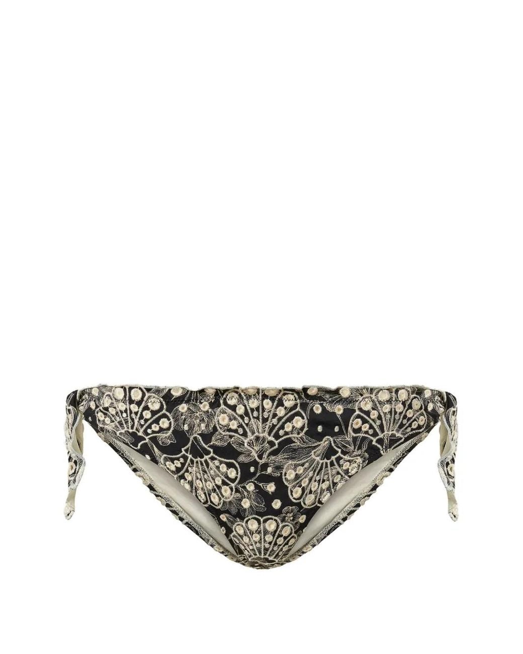 Twinset Gray Bikini Thong With Embroidery