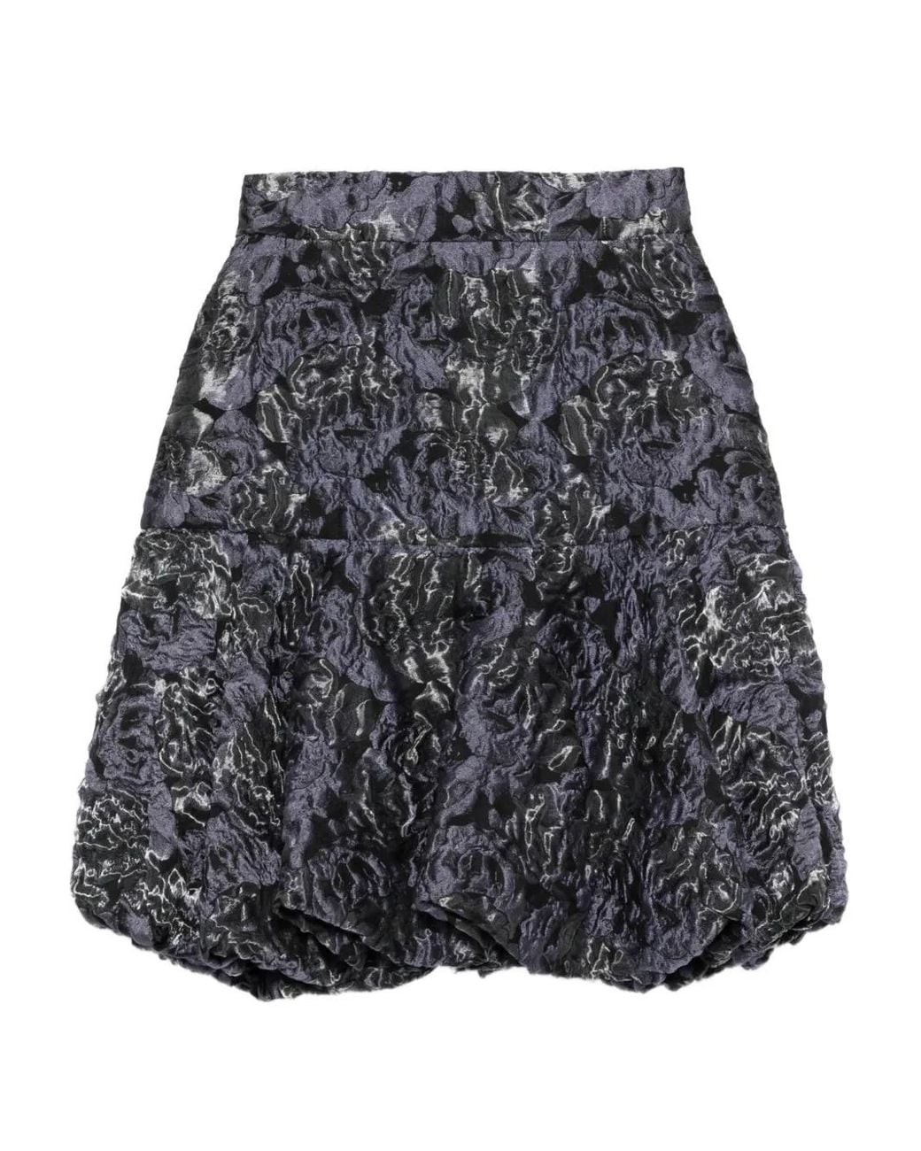 Gemy Maalouf Gray Floral-Pattern Puffball Skirt