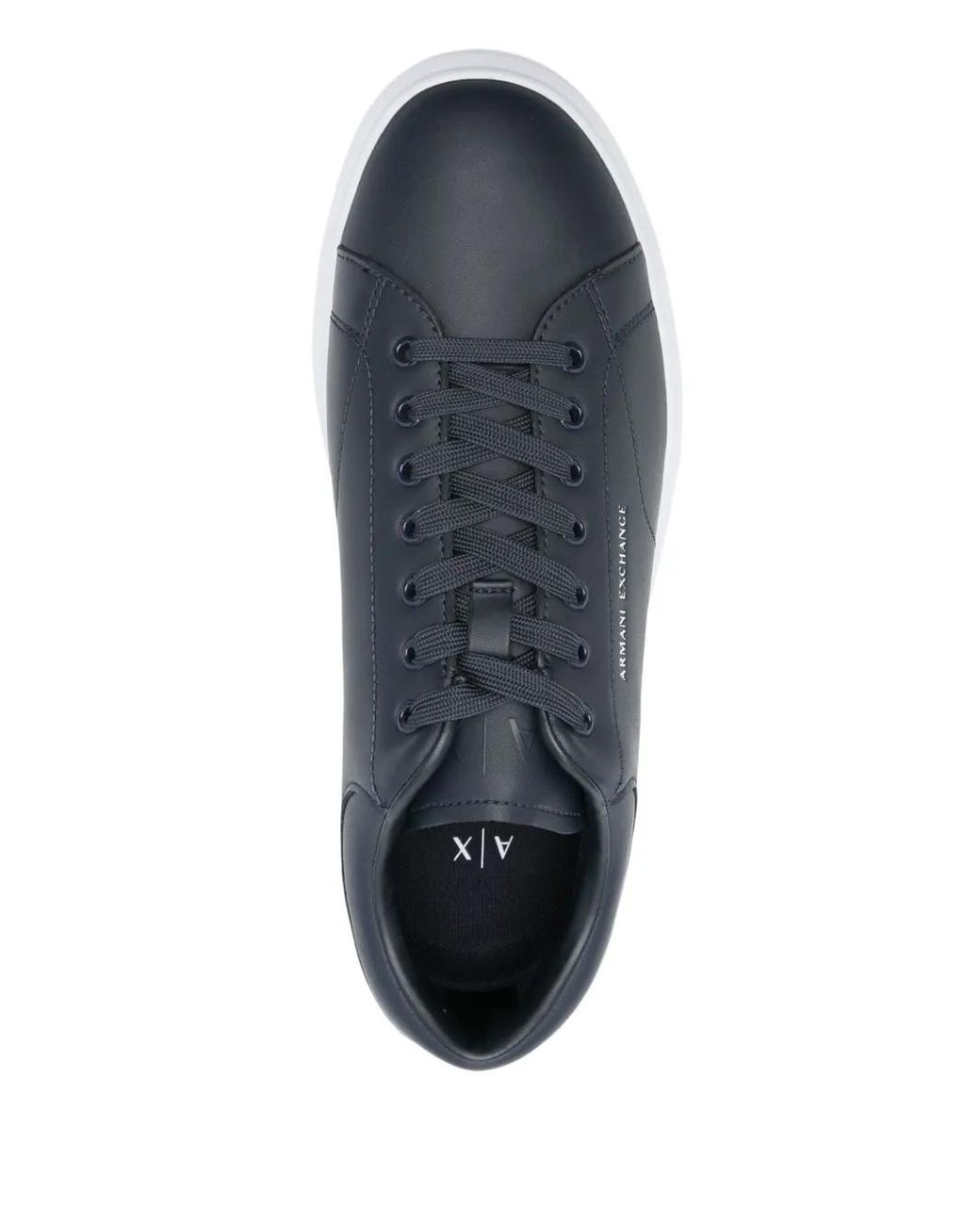 ARMANI EXCHANGE Blue Logo-Print Leather Sneakers for men