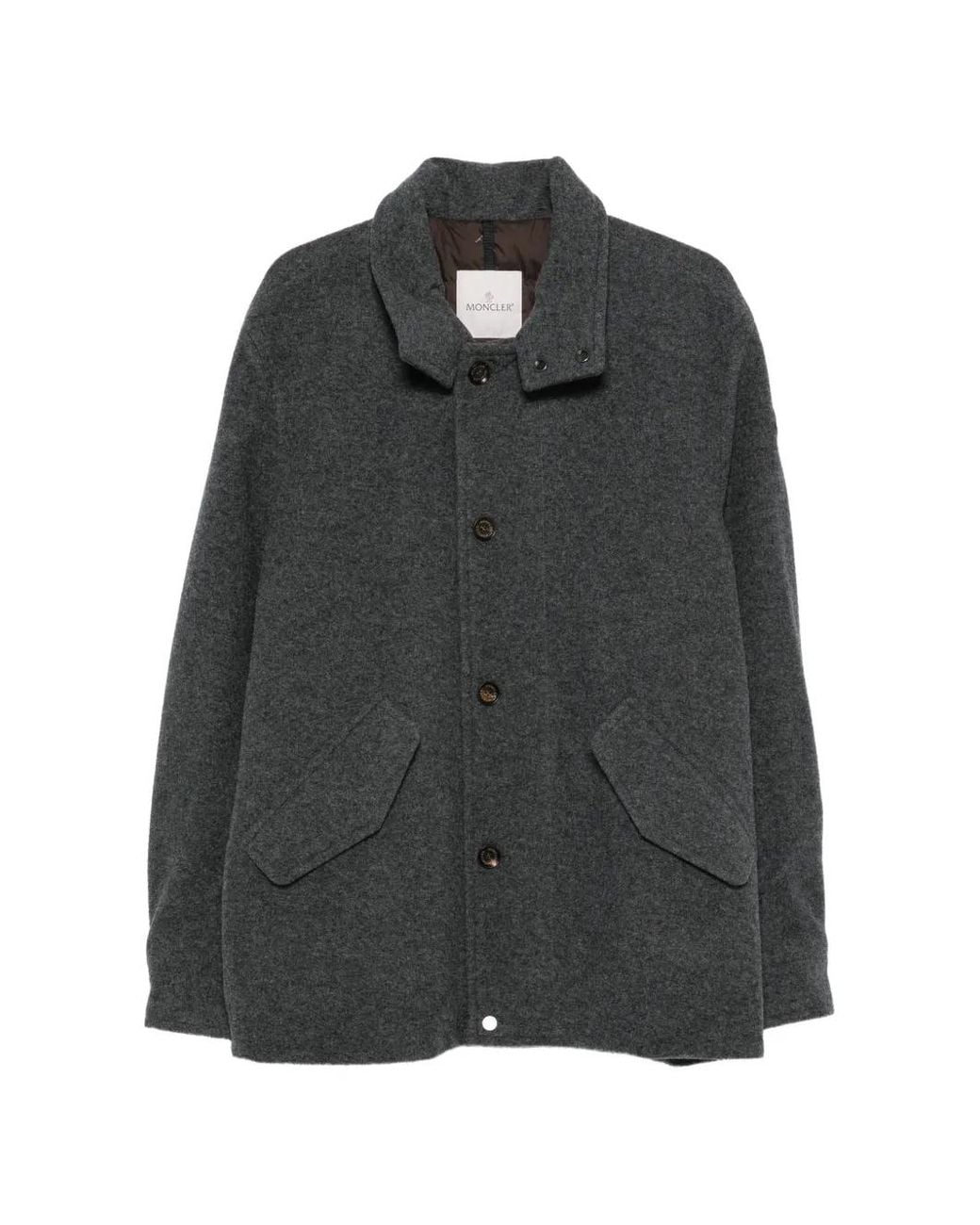 Moncler Black Button-Up Coat for men