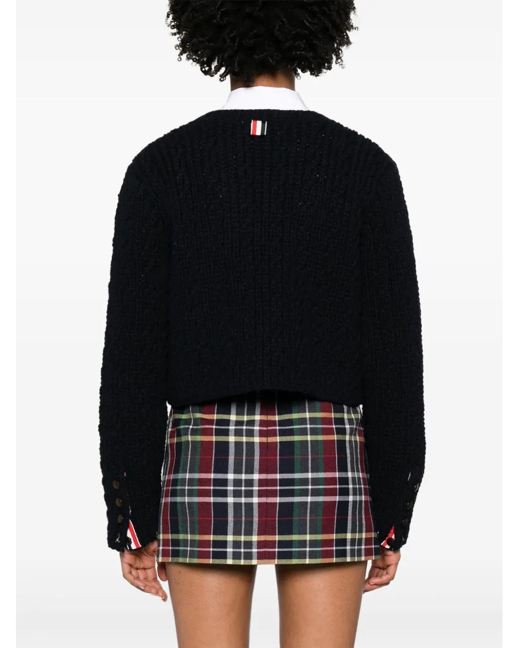 Thom Browne Black Chunky-Knit Wool Cardigan