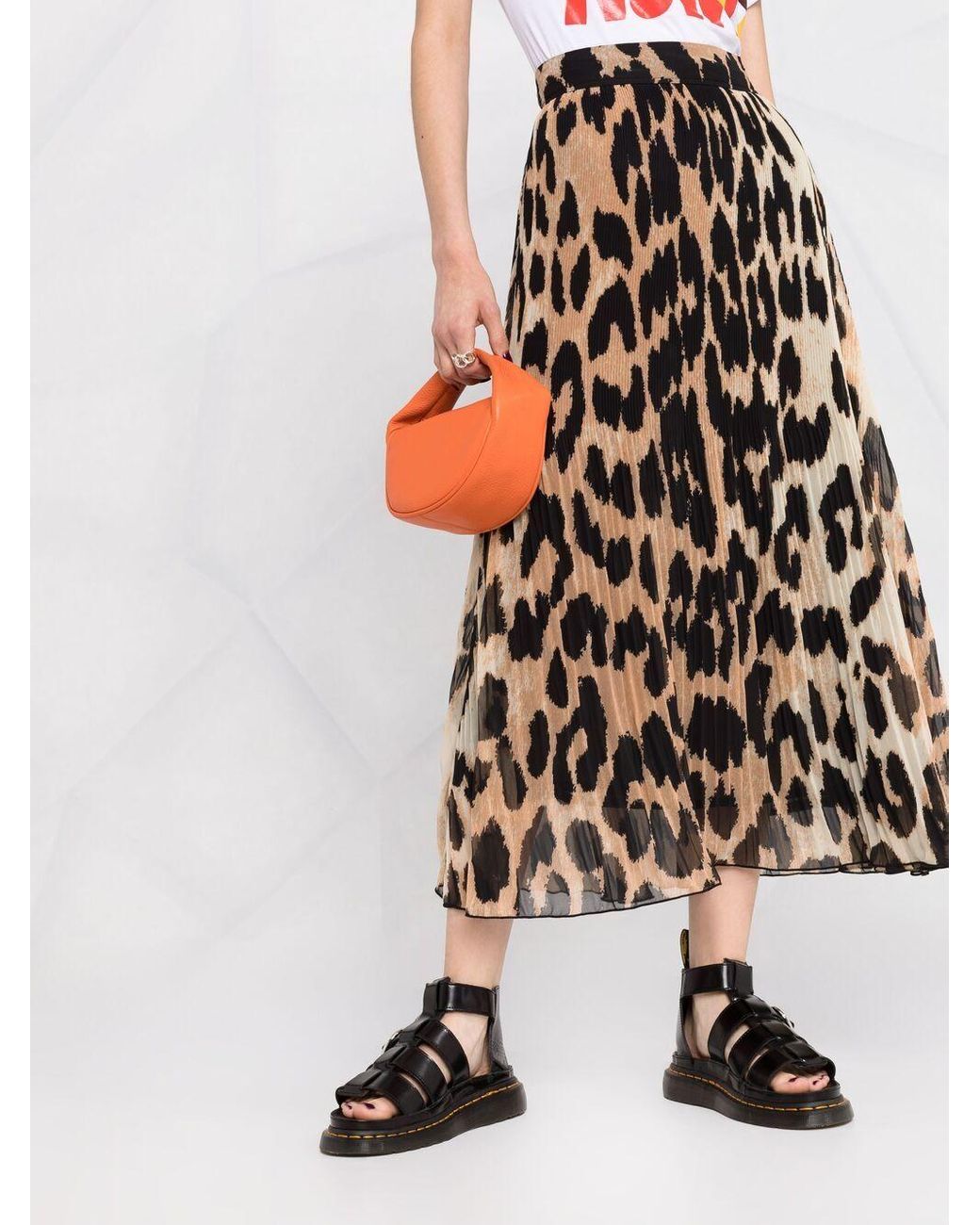 Ganni leopard print midi skirt online