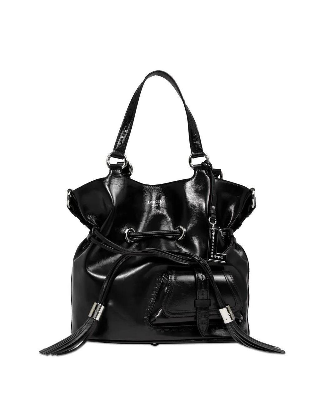 Lancel Medium Premier Flirt Drawstring Leather Shoulder Bag in Black | Lyst
