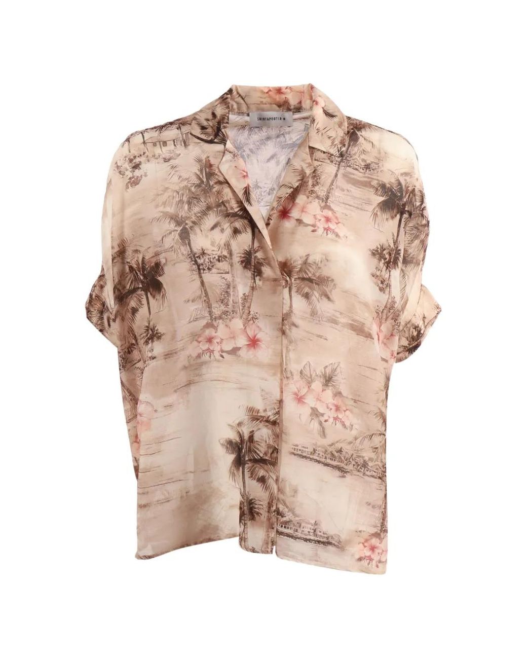 Shirtaporter Pink Tropical-Print Voile Jacket