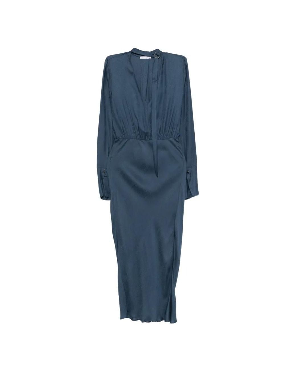 Patrizia Pepe Blue Draping Fluid Midi Dress