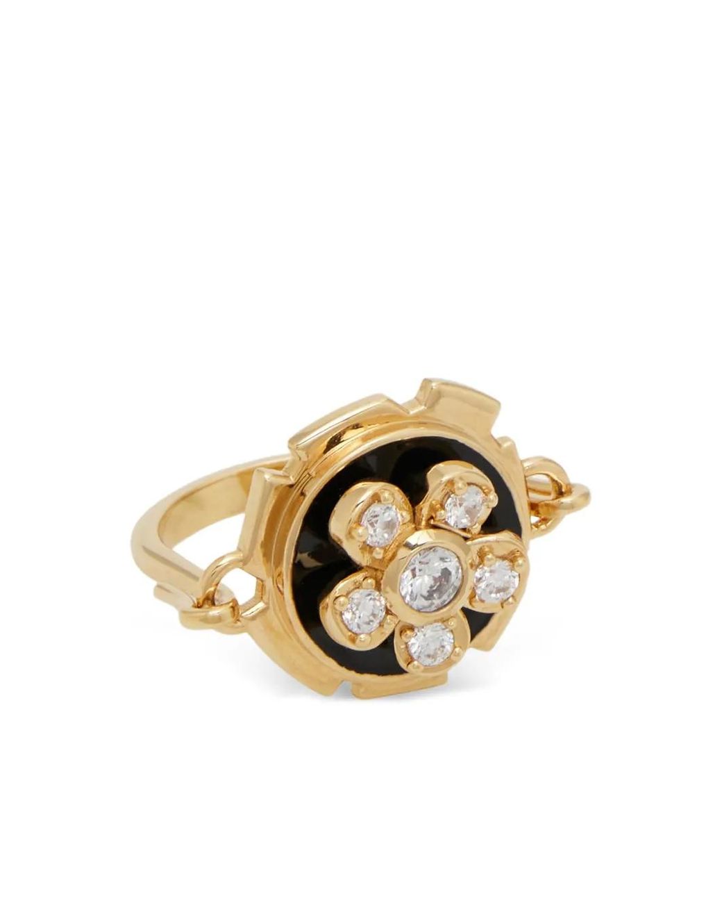 Ferragamo Metallic Crystal Flower Ring