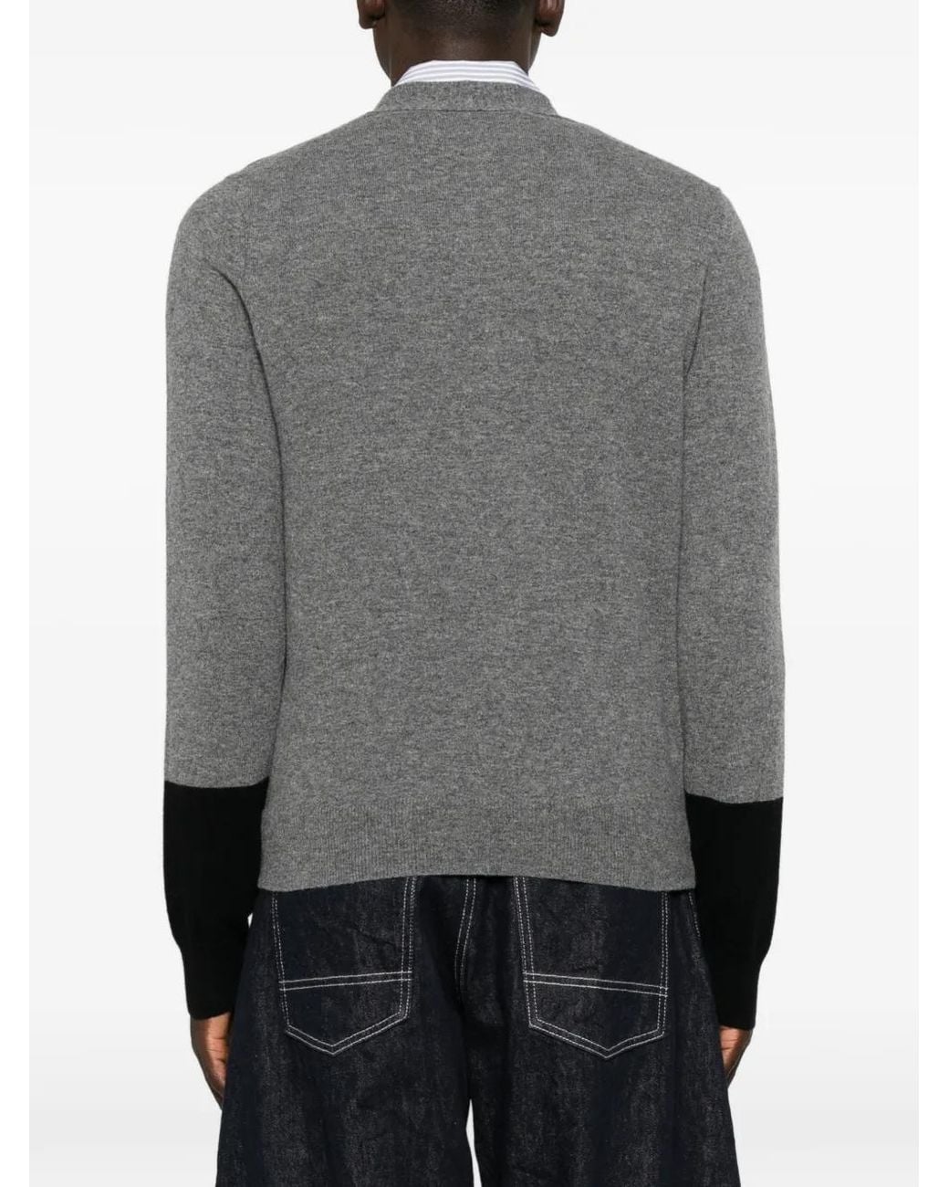Comme des Garçons Gray Colour-Block Wool Cardigan for men