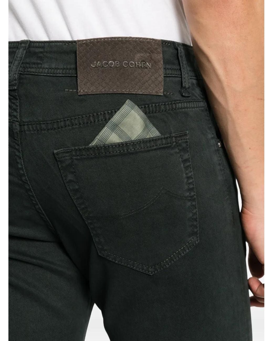 Jacob Cohen Black Logo-Patch Straight-Leg Trousers for men