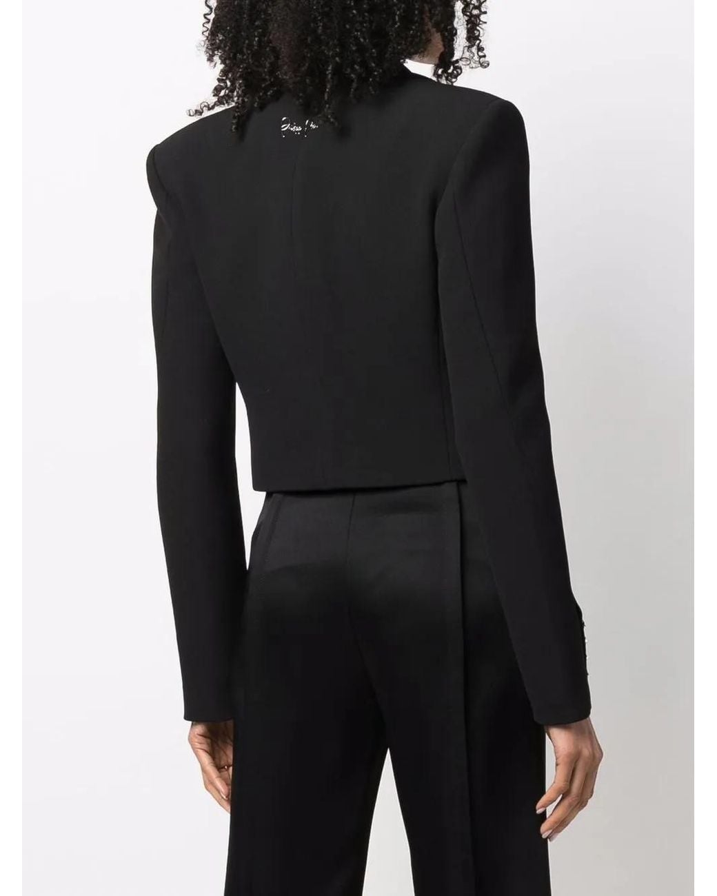 Philipp Plein Black Crystal-Embellished Cropped Blazer