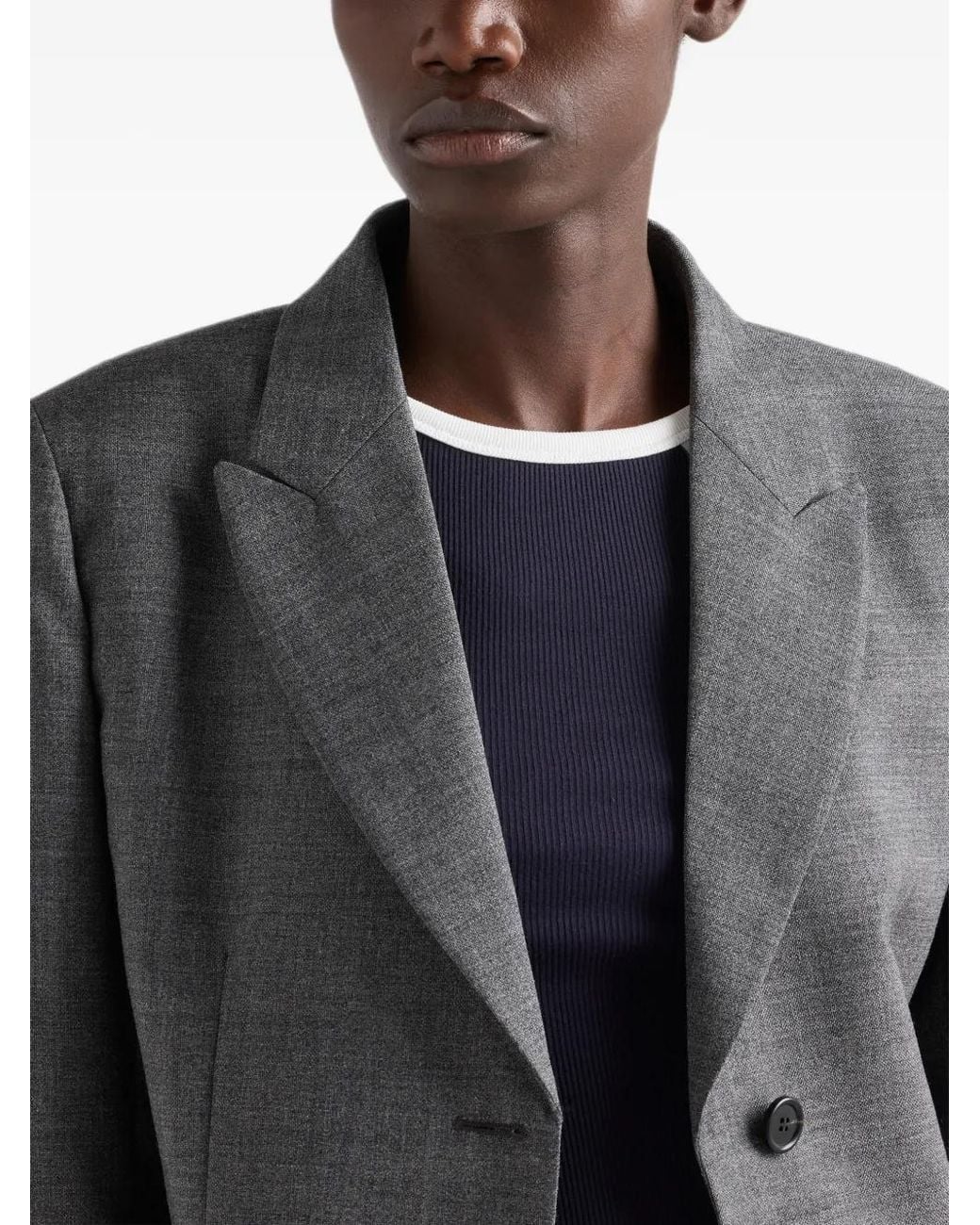 Prada Ribgebreide Top Met Contrasterende Afwerking in het Blue