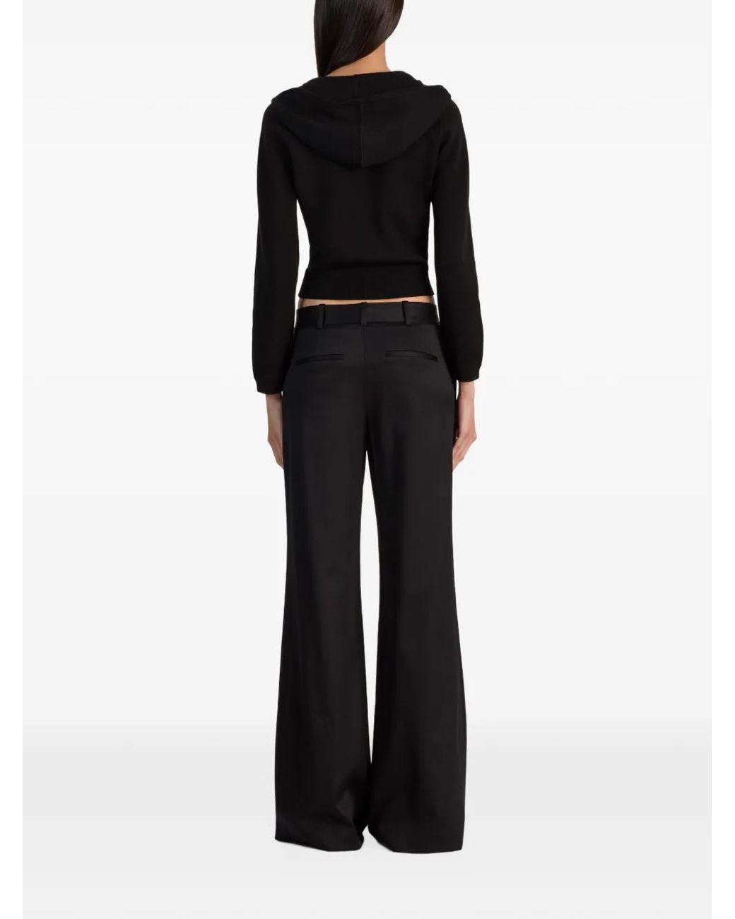 Alice + Olivia Black Dollie Crystal-Embellished Zip-Up Hoodie