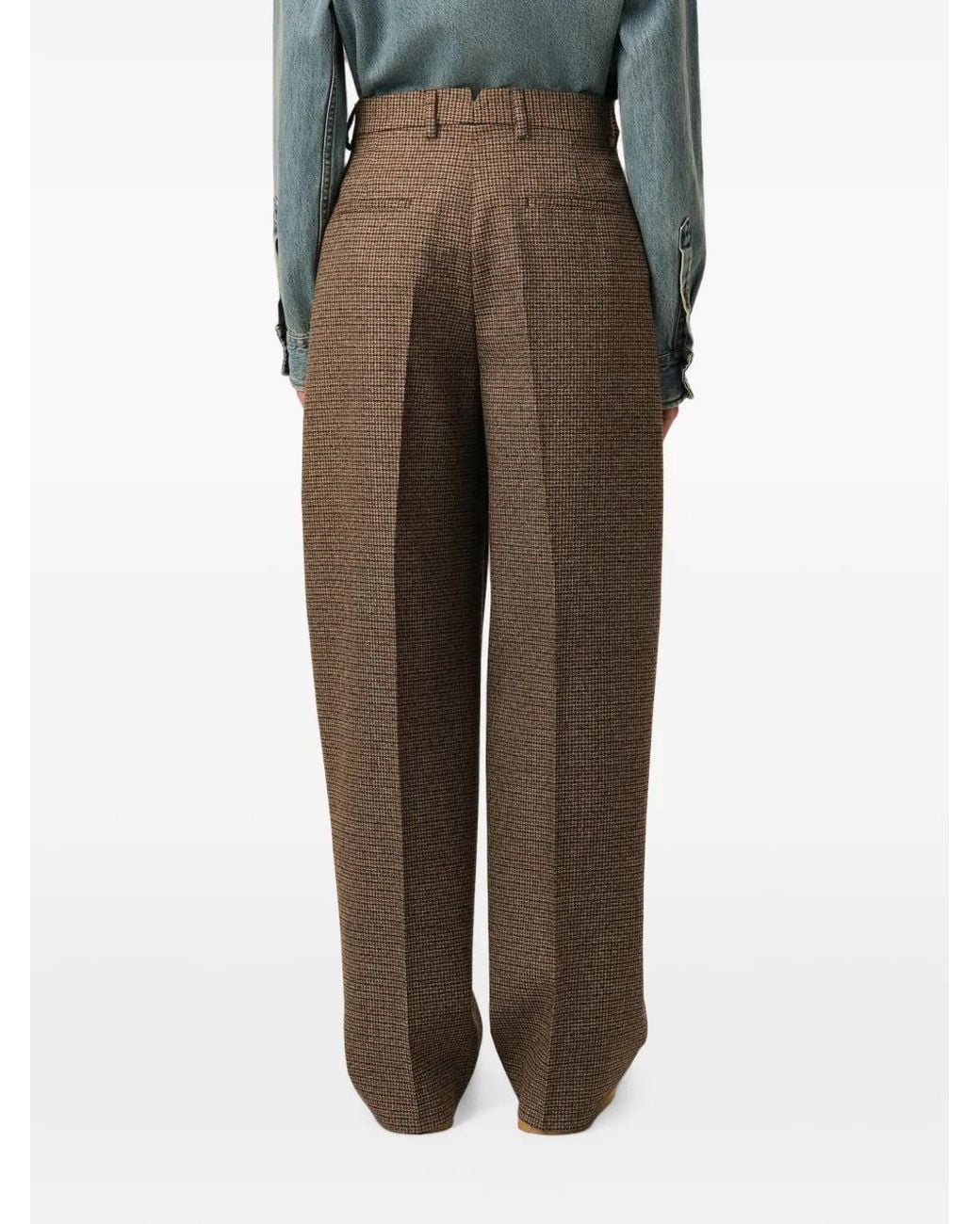 AMI Natural Houndstooth Balloon-Fit Wool Trousers
