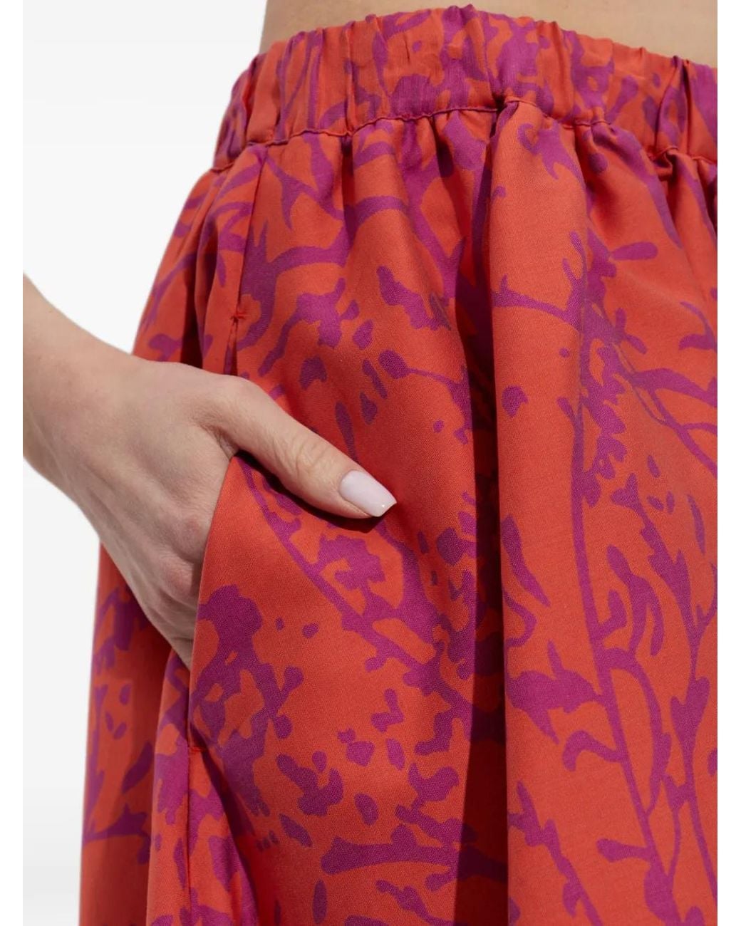 Max Mara Red Floral Print Skirt