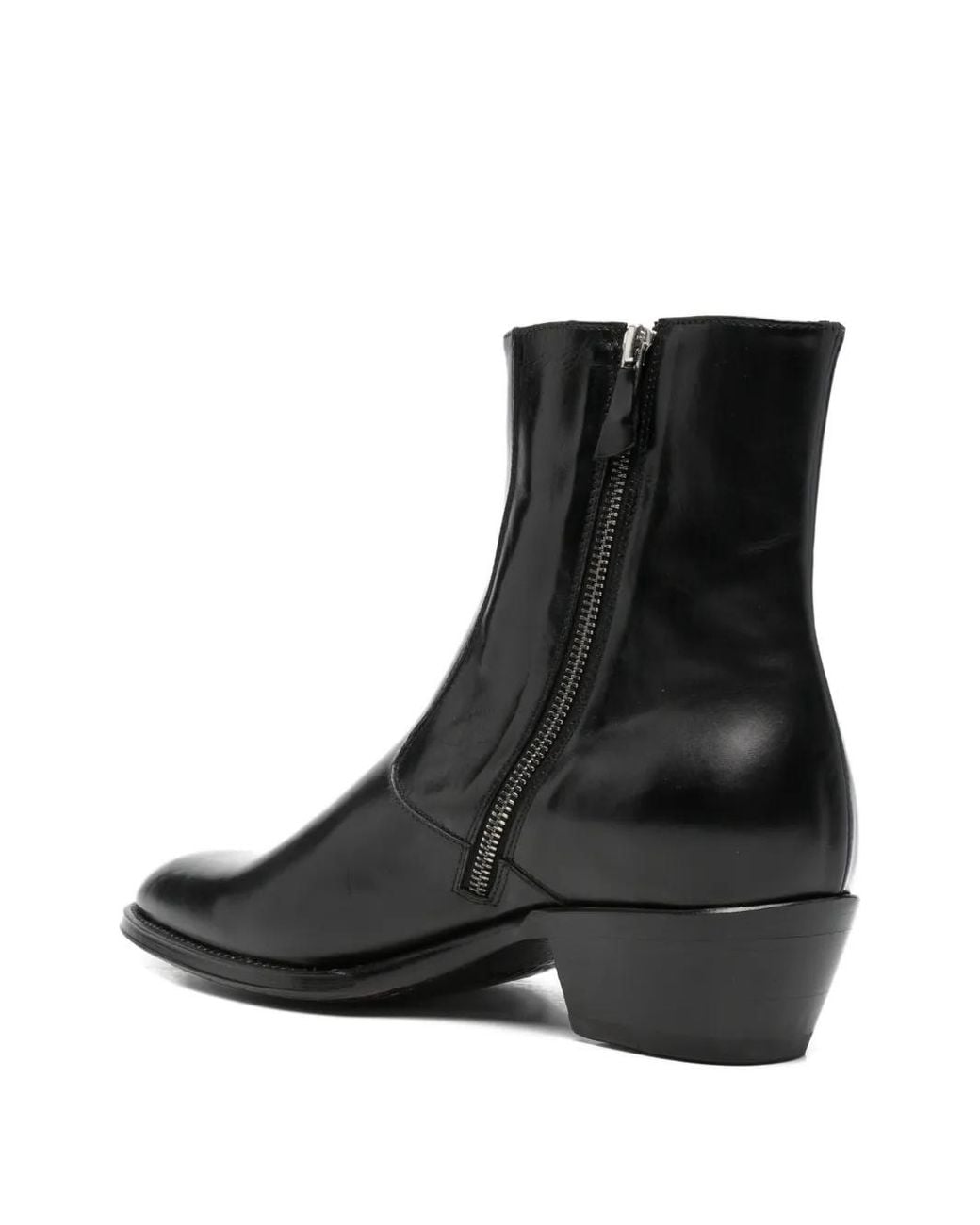 Eraldo Black Side-Zip Leather Ankle Boots for men