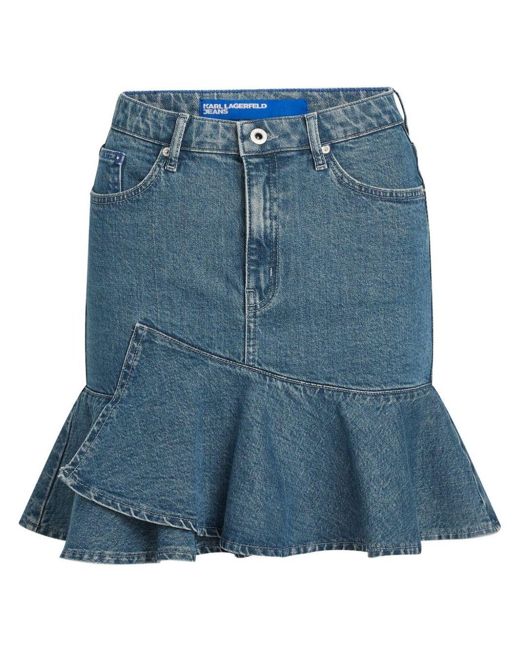 Karl Lagerfeld denim-detailing knitted pencil skirt - Blue