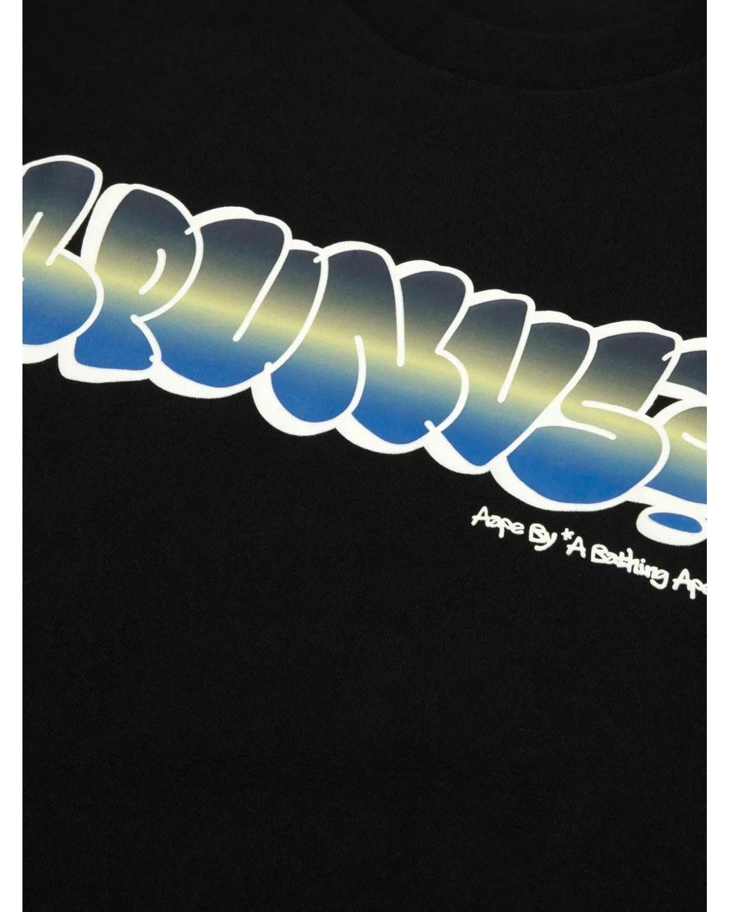 Aape By A Bathing Ape Black Aapeunvs Logo-Print Graffiti-Effect T-Shirt for men