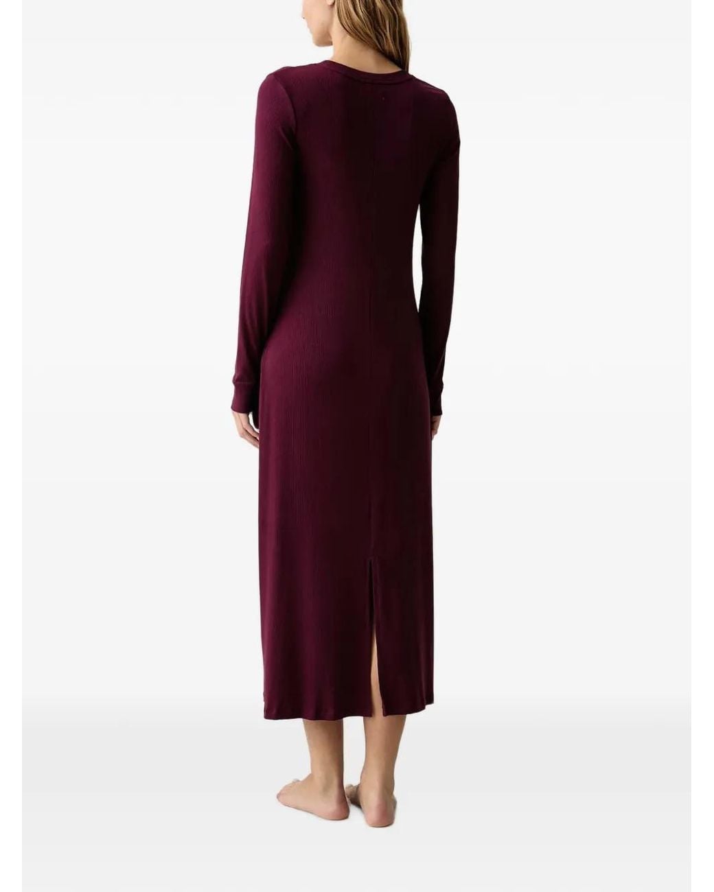 DKNY Purple Ribbed Logo-Patch Nightdress