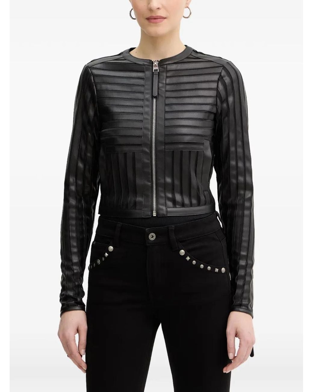 Silvian Heach Black Cropped Zip Jacket