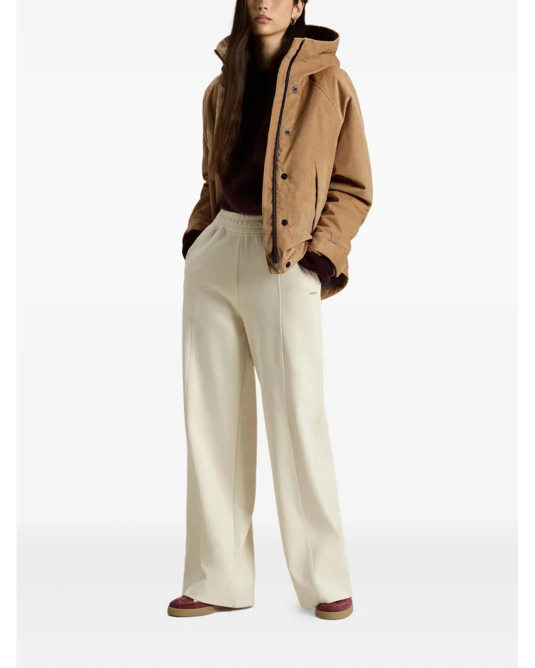 Woolrich Natural Cropped Jacket With High Collar