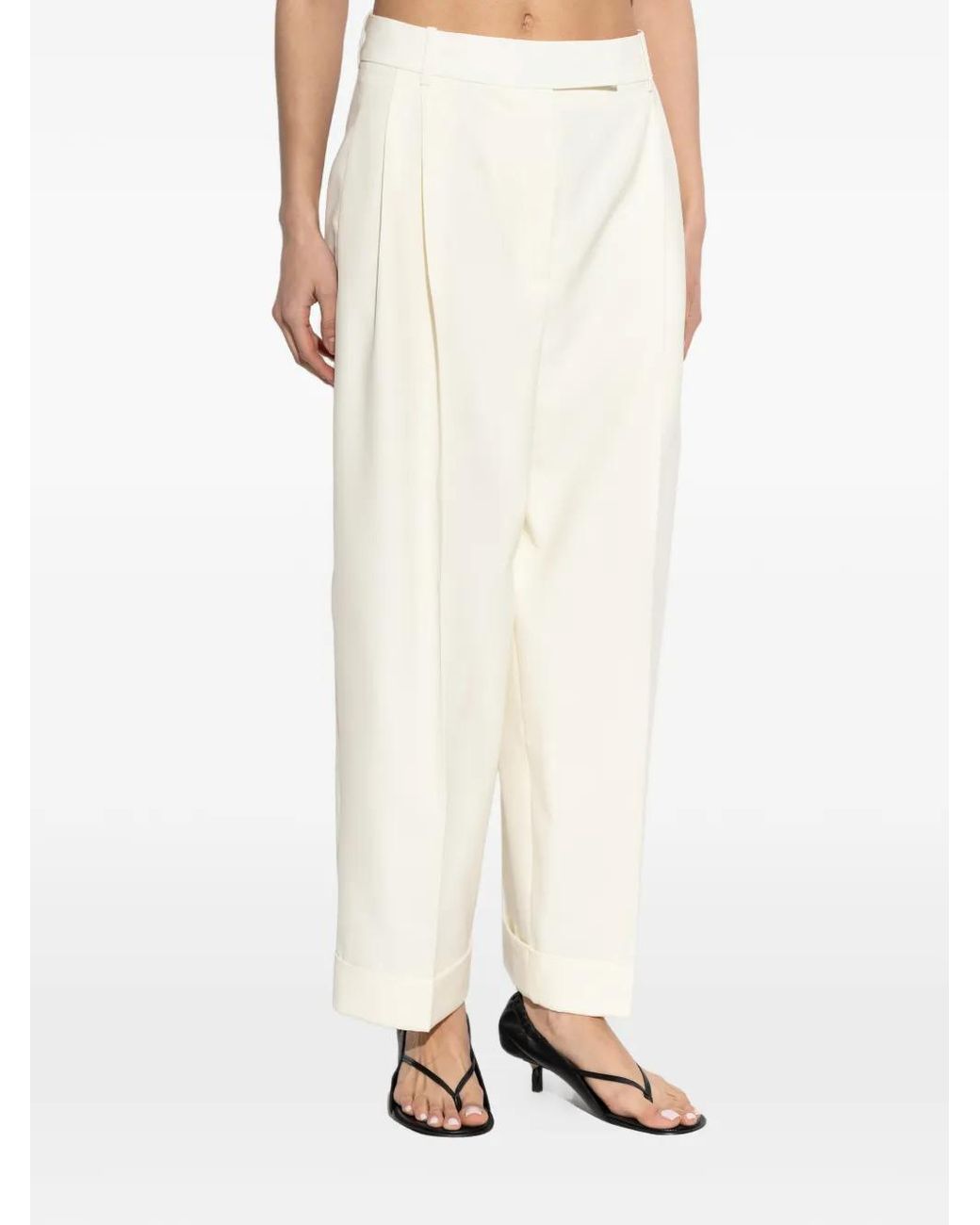 Rohe White Pleated Cuffed Trousers