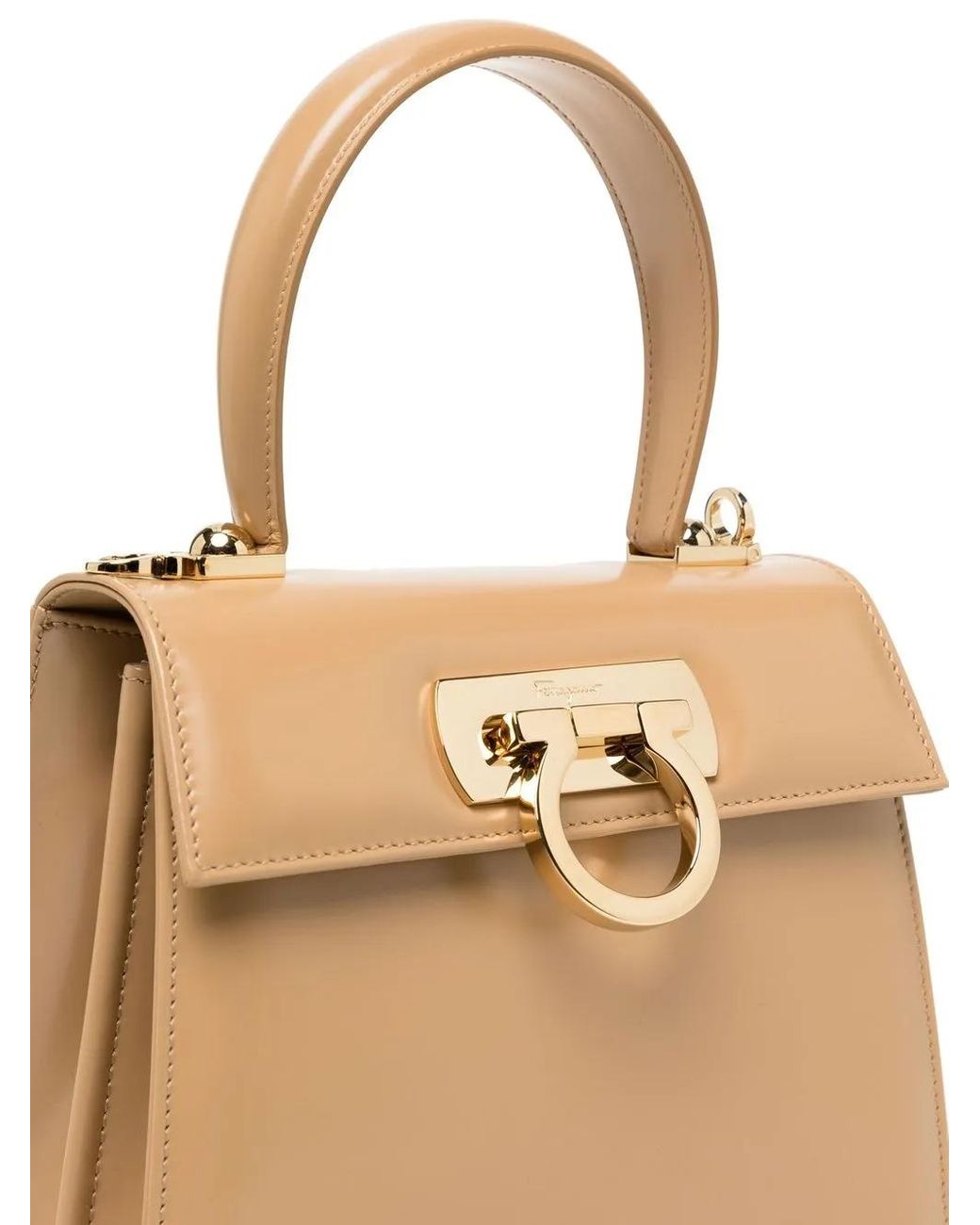 Ferragamo Natural Small Iconic Top Handle Bag