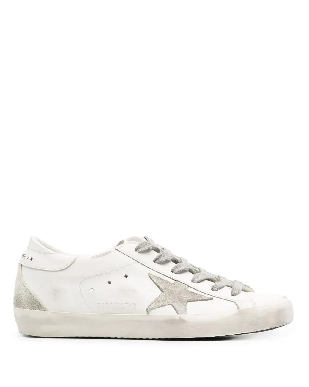 Golden Goose Deluxe Brand White Super-Star Bio Based Upper And Heel Suede Star And Spur