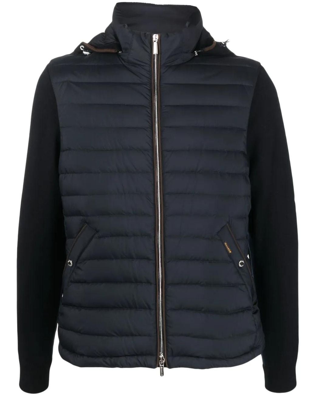 Moorer Black Zip-Up Padded Hooded Jacket for men