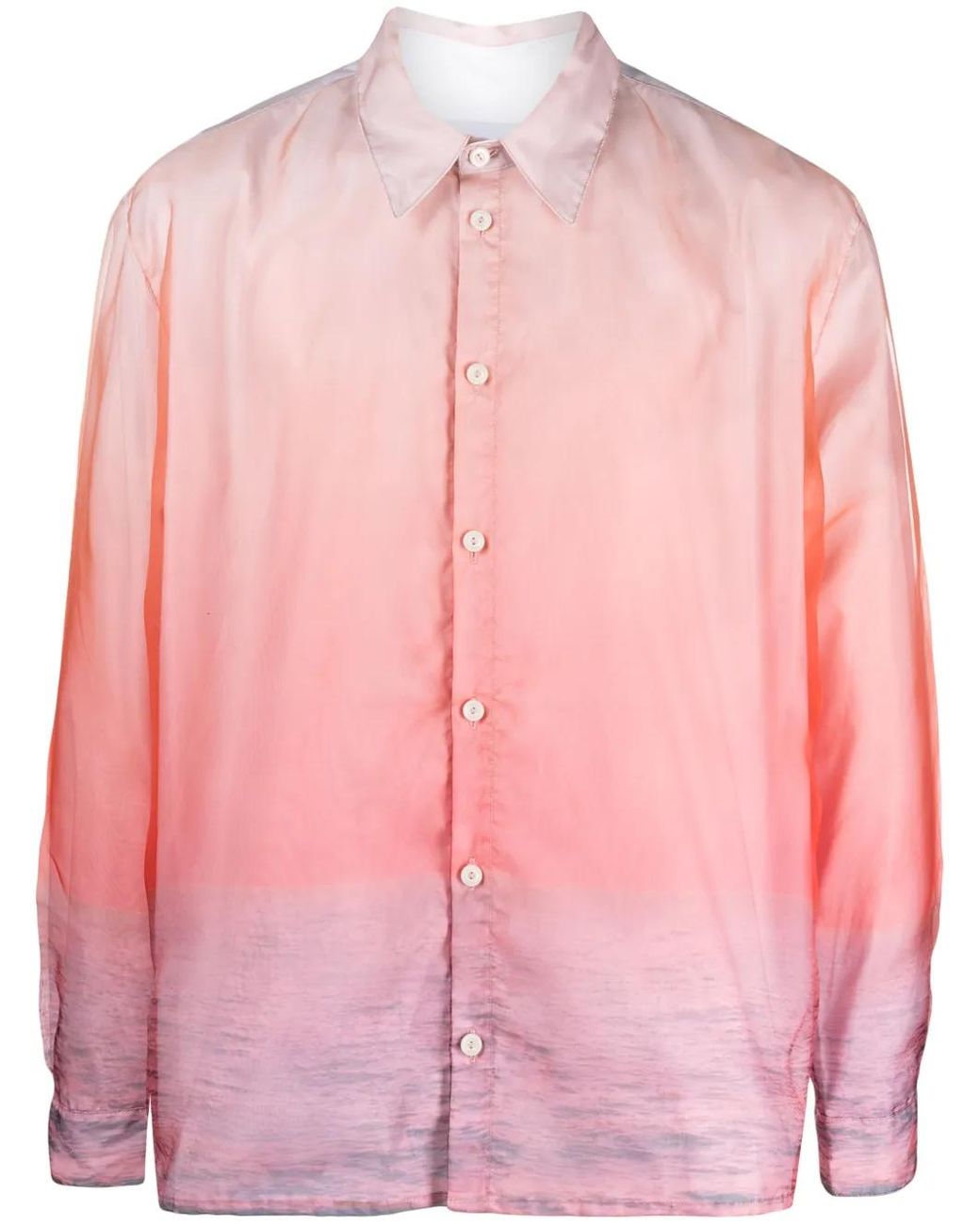 Bonsai Pink Gradient-Effect Cotton Shirt for men