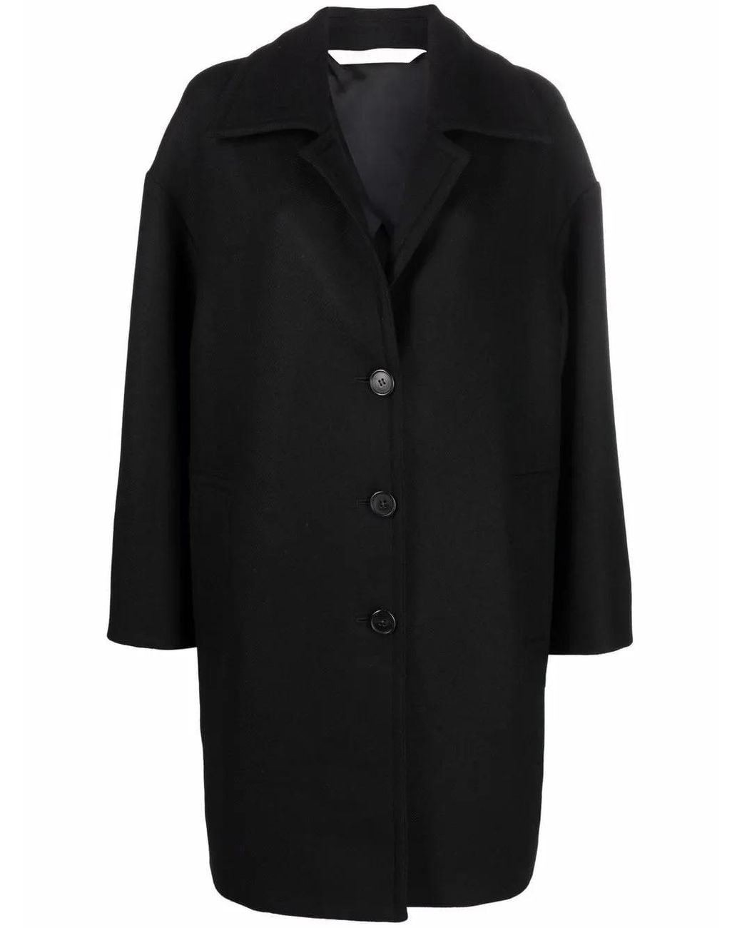 Palm Angels Black Wool-blend Single-breasted Coat