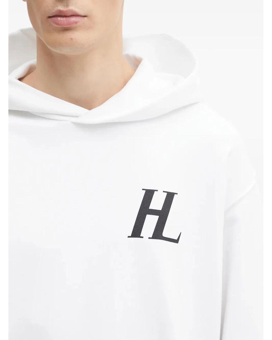 Helmut Lang White Logo-Print Hoodie for men