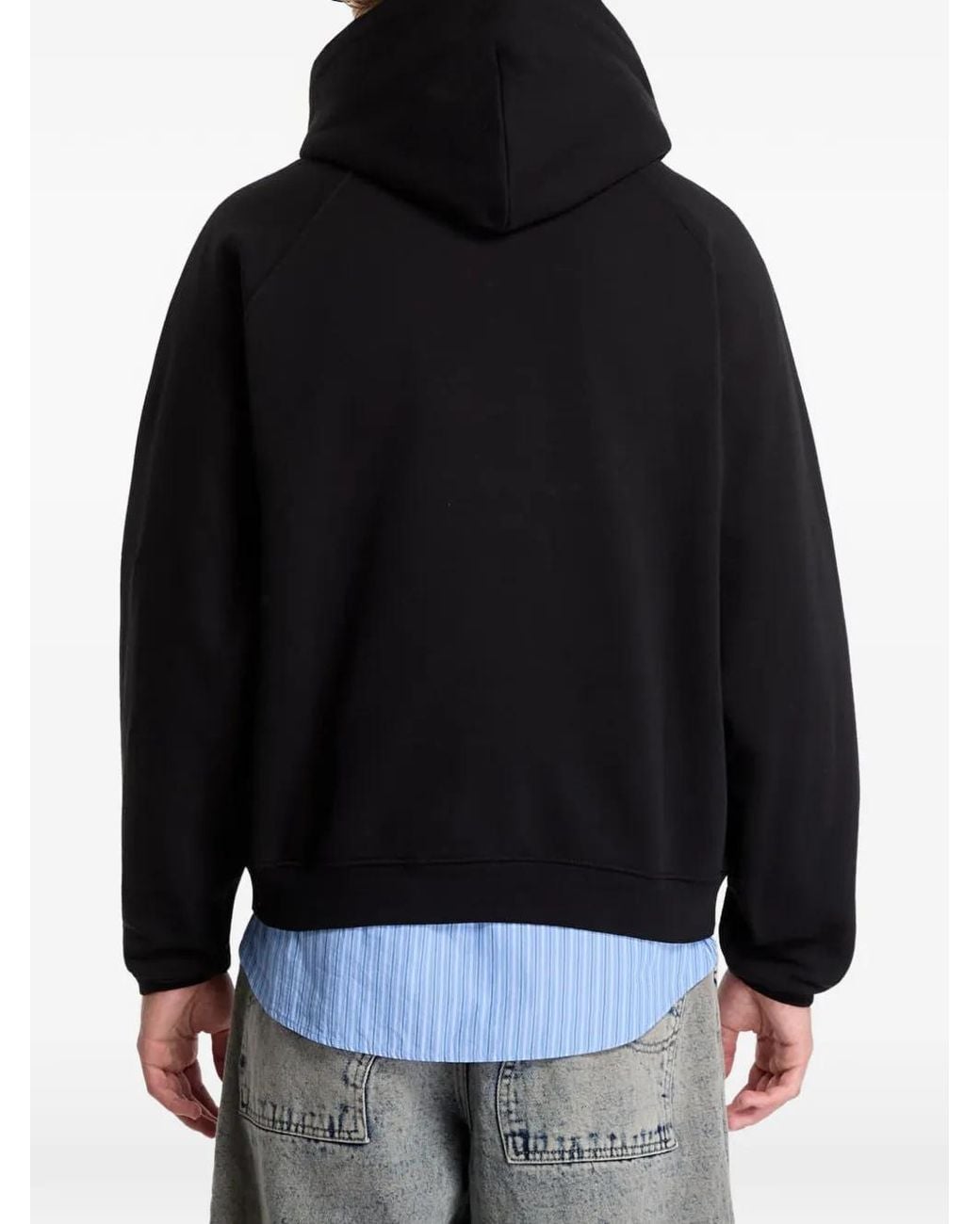 Dime Black Varsity Logo-Embroidered Hoodie
