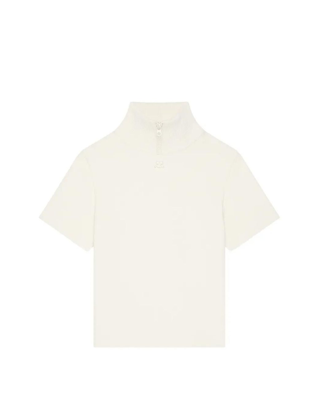 Courreges White Milano-Knit High-Neck Sweater