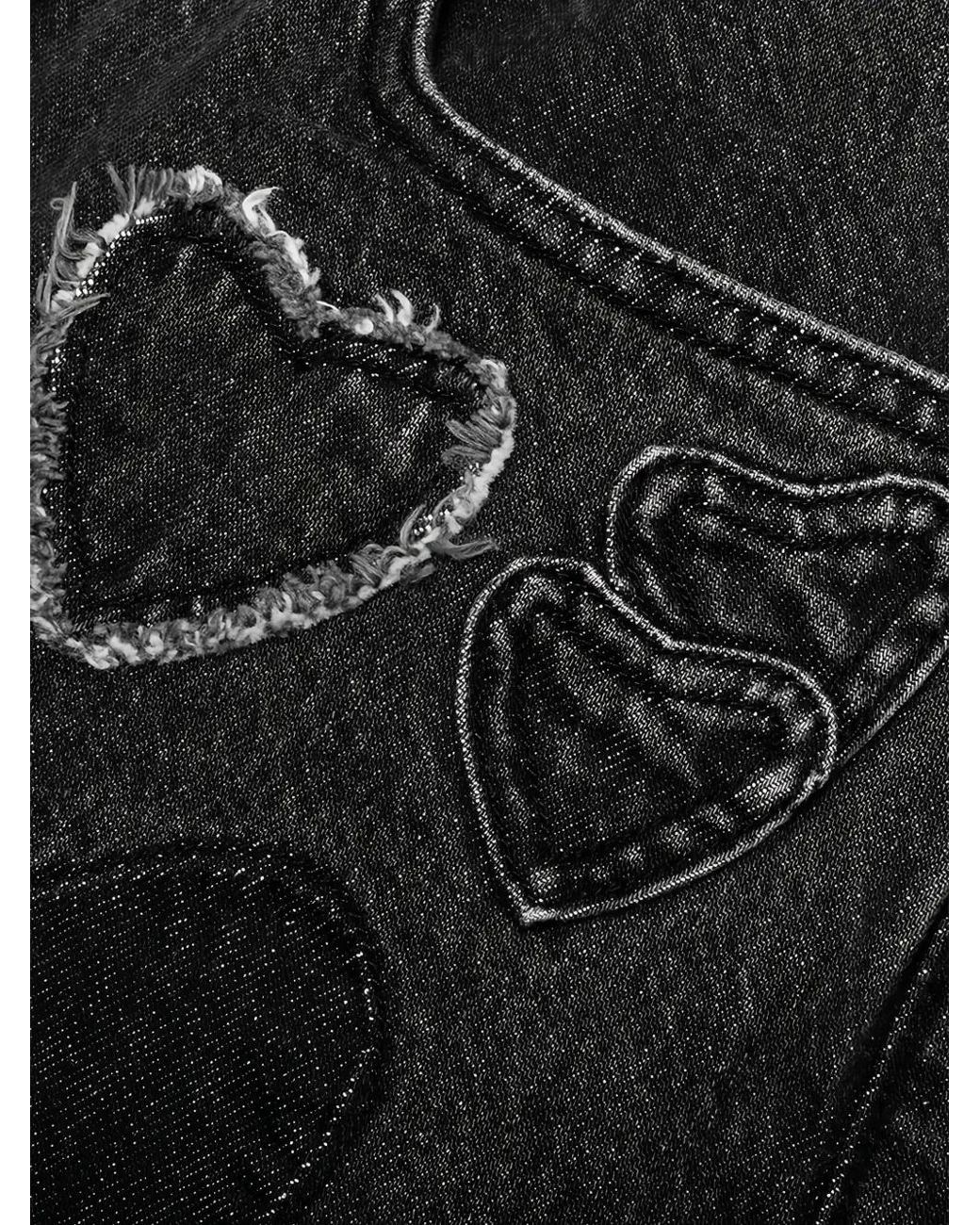 NAHMIAS Gray Heart-Patchwork Jeans for men