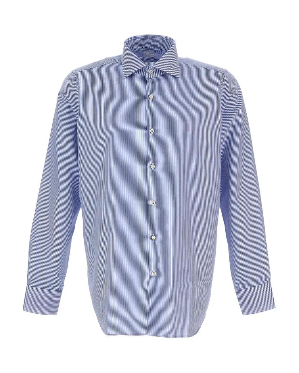 Bagutta Blue Striped-Pattern Button-Fastening Shirt for men