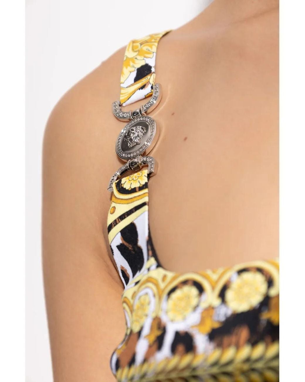 Versace Metallic Kleid mit muster