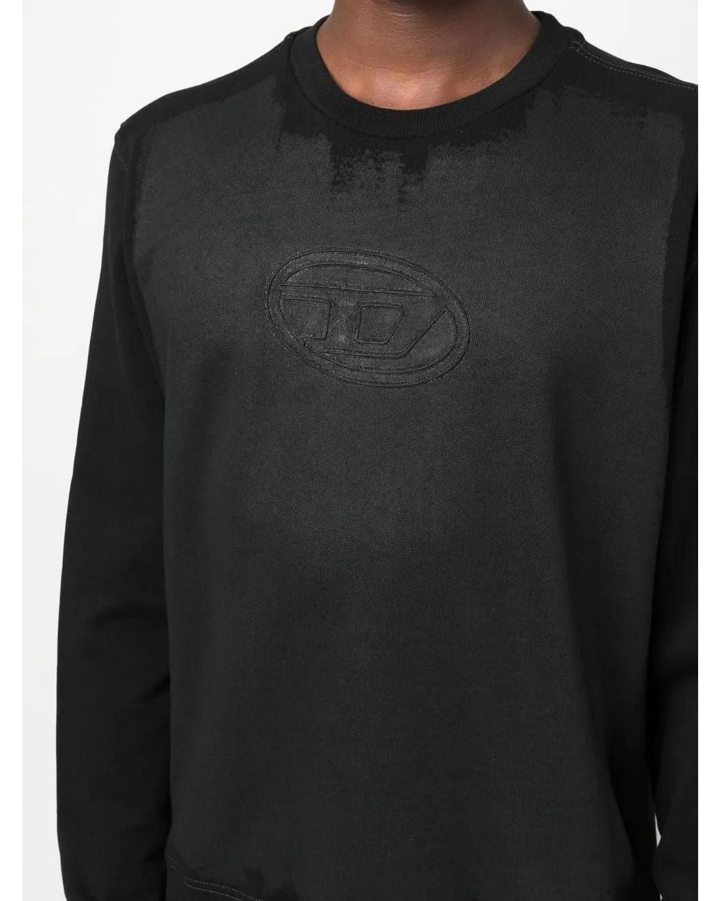 DIESEL Black Logo-Print Cotton Jumper for men