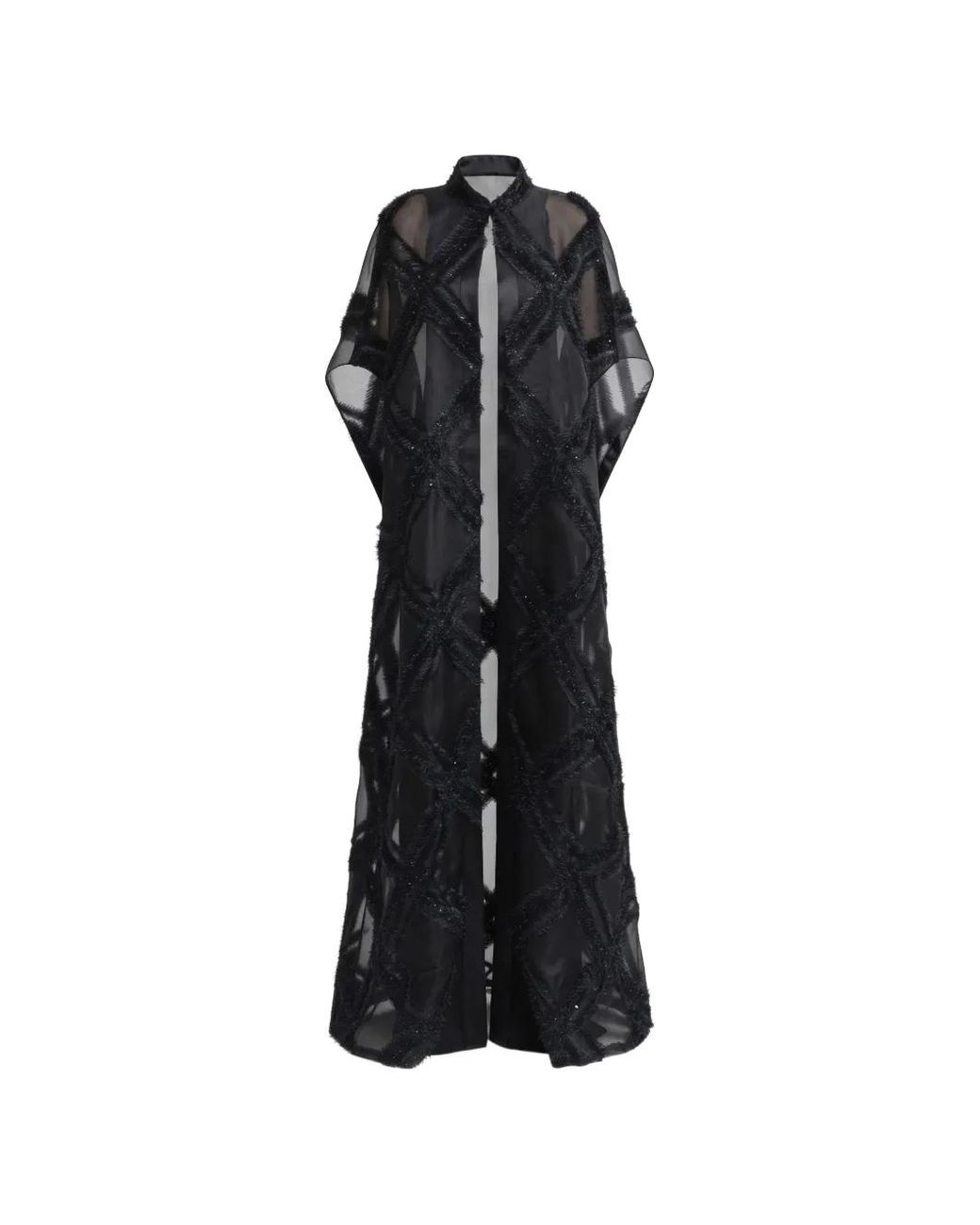 Gemy Maalouf Black Open Floor-Length Maxi Kaftan