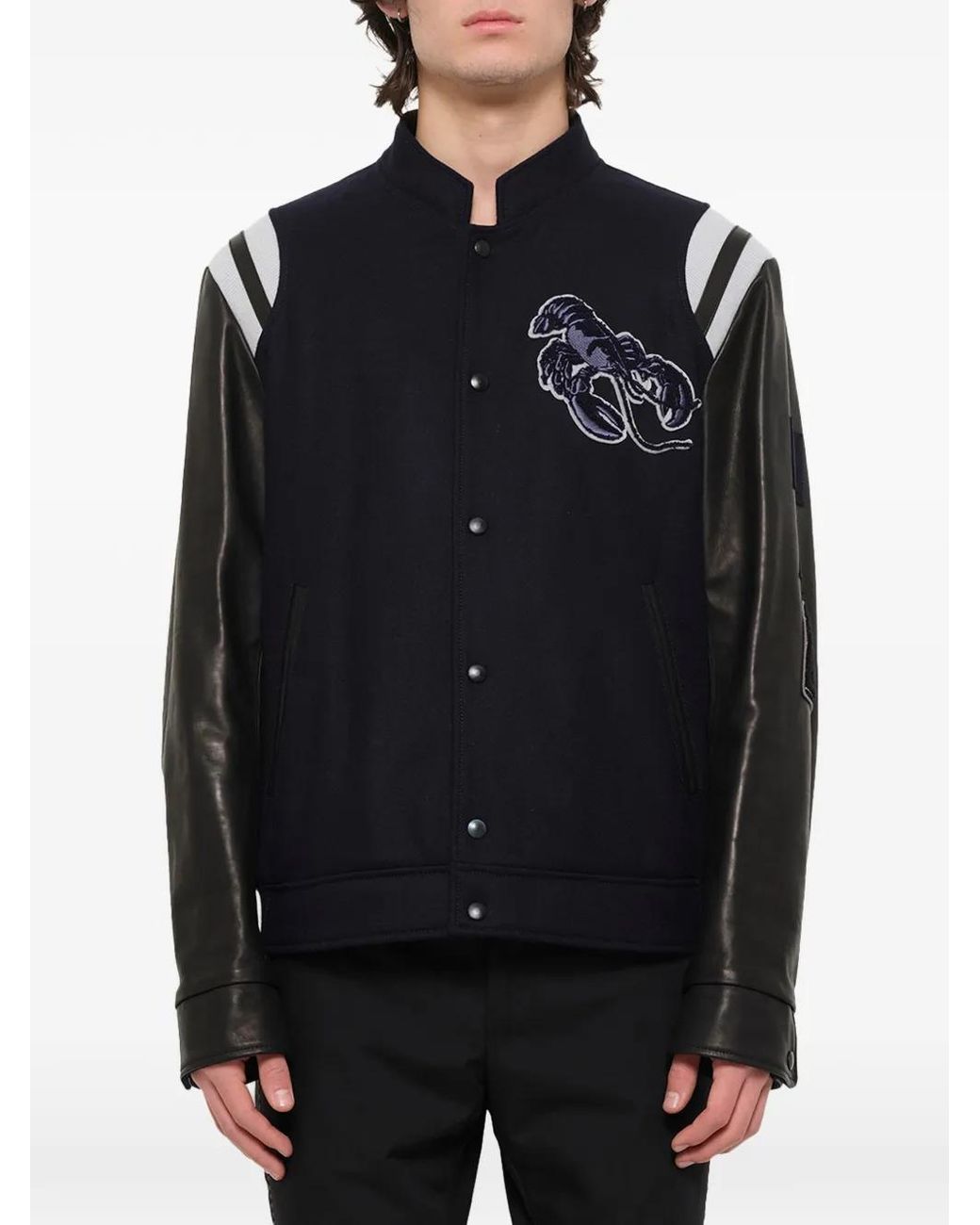 Lanvin Black Lobster-Patch Baseball Jacket for men